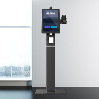Self Service Kiosk VESA Floor Stand for 21.5/27-inch Displays All Metal, with Printer storage and card reader bracket BSF-2205