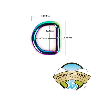 Country Brook Design - Welded D-Rings (3/4 Inch) - color: Iridescent Rainbow, size: 10 (Pack of 1)