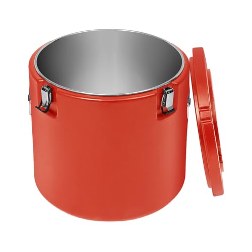 50L/13.21 Gal Insulated Soup Carrier, Stainless Steel Insulated Soup Container Bucket Hot & Cold Thermal Bucket with Lid Commercial Food Warmer for Parties Picnics Cafes Restaurants - color: Red, size: 50L/13.2Gal