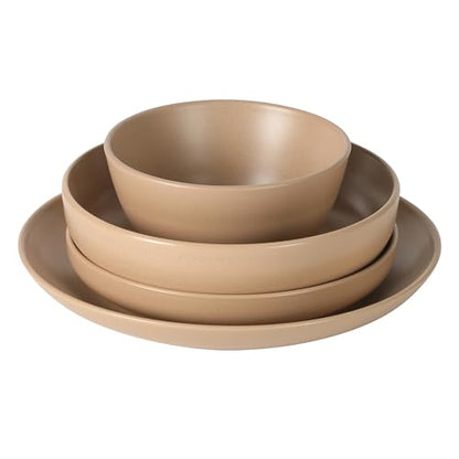 Gibson Elite Leeds Court Plates and Bowls Sets, 16-Piece Stoneware Dinnerware Sets, Terracotta, Round Speckle Reactive Glaze Dish Set - color: Terracotta (Leeds Court)