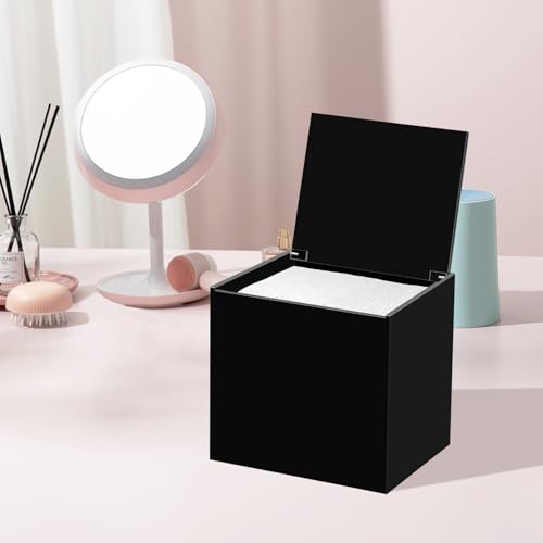 Face Towel Disposable Holder Container Acrylic Facial Towels Box, Black - color: Black
