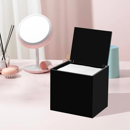 Face Towel Disposable Holder Container Acrylic Facial Towels Box, Black - color: Black