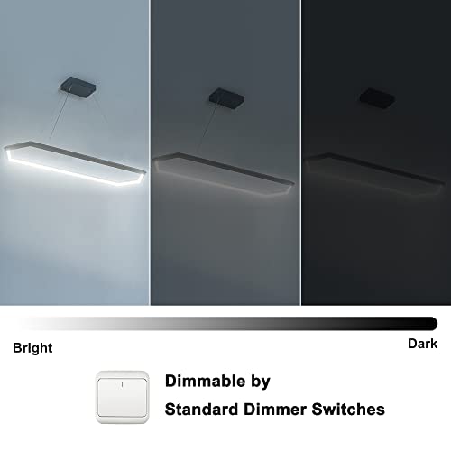 Black Dimmable LED Pendant Light Fixture, Adjustable Hanging Lamp