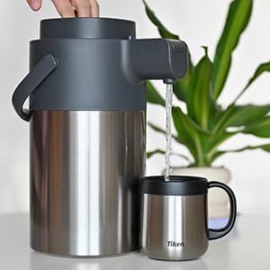 Tiken Airpot Coffee Dispenser with Pump - 102oz/3L Thermal Coffee Carafes for Hot Beverage - Stainless Steel Insulated Coffee Thermos Carafe, Silver - color: Silver, size: 102 Ounces