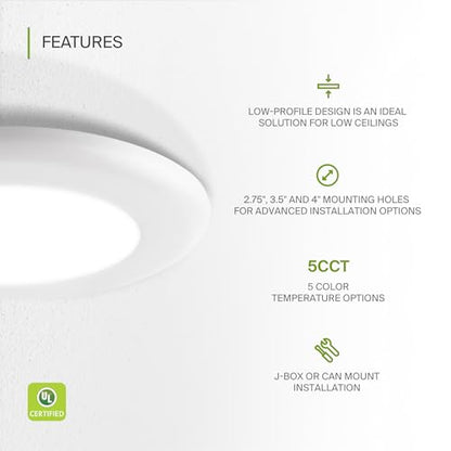 ASD 12 Pack LED Disk Lights 4 Inch, 5CCT Flush Mount Ceiling Light Fixture - color: White, size: 12 Pack