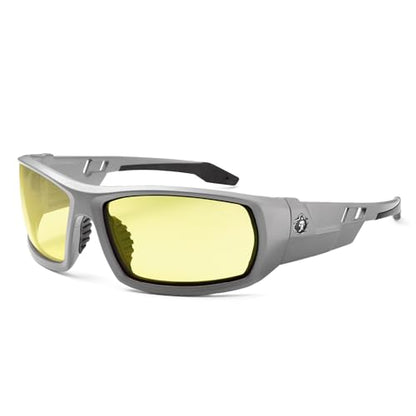 Ergodyne Skullerz ODIN Safety Glasses Sunglasses, Impact Resistant Z87.1+ - color: Matte Gray Frame, Yellow Lens