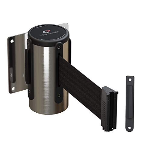Crowd Control Warehouse 11 Ft Retractable Fixed Wall Mount Belt Barrier - color: Black