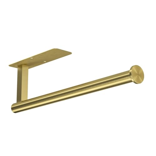 ASTOFLI Paper Towel Holder Under Cabinet No Drilling, Self Adhesive Paper Towel Holder Wall Mount for Kitchen Rack, Under Counter Napin Holder No Drill, RV, 304 Stainless Steel, Gold Brass - color: Gold