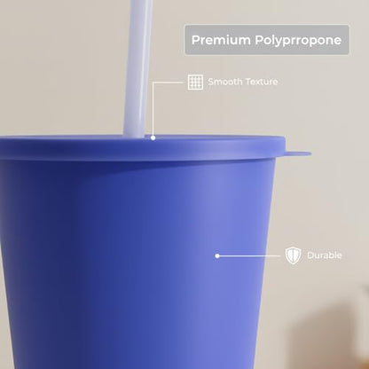 32 oz Cup with Lid Straw set of 8, Reusable Plastic Tumblers Pastel - color: Pastel Color