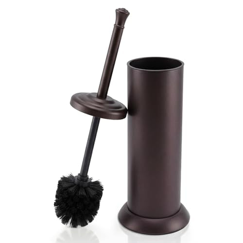 Stainless Steel Toilet Bowl Brush and Holder Set for Bathroom Long Handle - color: Bronze
