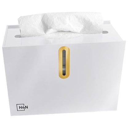 H4N Multifold Paper Towel Dispenser Countertop - Commercial Single Sheet Hand Towel Holder, Compact Acrylic Design for Home, Office, Restaurant Bathrooms - White - color: White