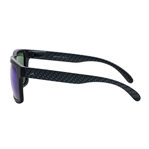 X Power ANSI Z87+ Extra Large Weekenders Impact Resistant Safety Sunglasses - color: 010 Black & Carbon Fiber Frame / Green Mirror Lens, size: X-Large