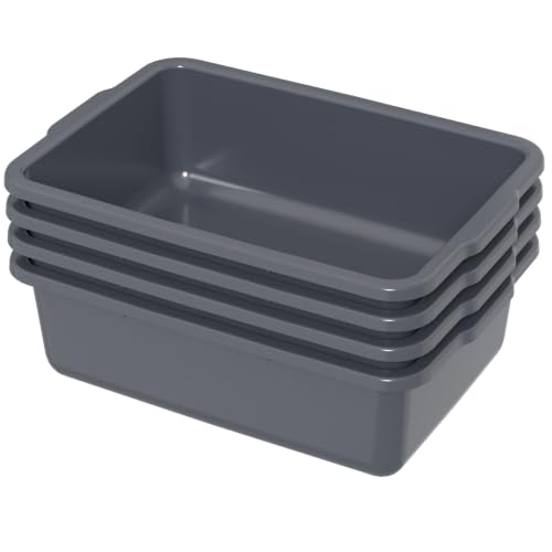 4-Pack 35 L Large Bus Tubs Restaurant, Commercial Bus Tub, Gray - size: 35 L without Lid