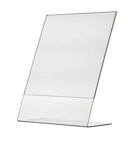 Marketing Holders 2 Pack Acrylic Sign Holder for 8.5" x 11" Printed Materials Clear Slant Back Plexiglass Countertop Side Load POP Display Stand for Retail Stores Hotels Offices and Restaurants - size: 8.5"w x 11"h