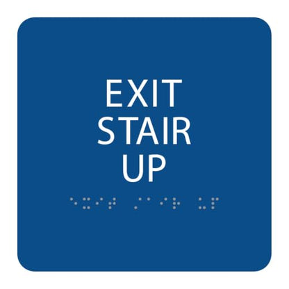 Alpha Dog Exit Stair Up Sign, 6x6 ADA Braille Sign, Blue - color: Blue, size: Exit Stair Up