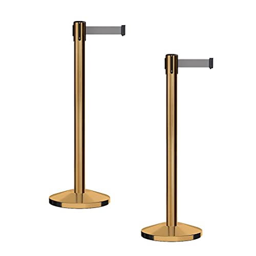 CCW Series RBB-100 Retractable Belt Barrier Stanchions, 2 Pack - color: Light Grey, size: 7.5 Foot