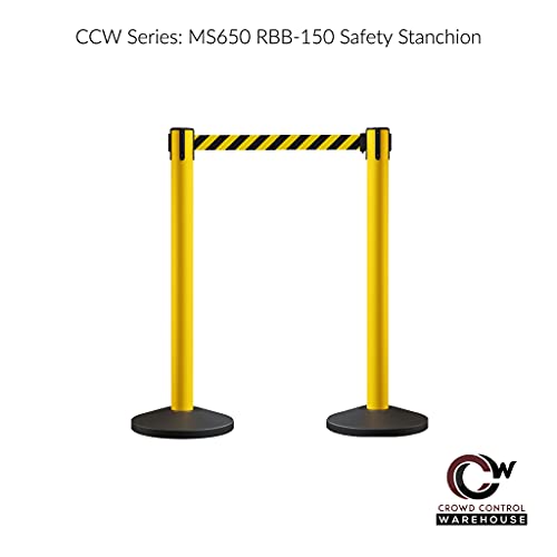 Crowd Control Warehouse RBB-150 Retractable Belt Stanchions, 2 Pack, 16 Ft
