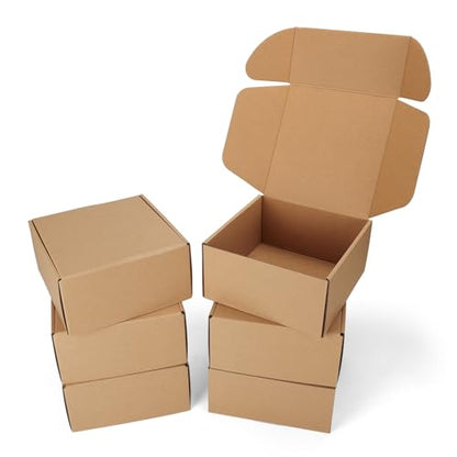 8x8x4 inch Cardboard Shipping Boxes, Set of 6 Gift Boxes, Brown - color: Brown, size: 8x8x4 inch 6 Pack