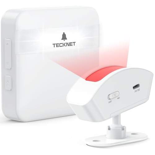 TECKNET Motion Sensor Door Chime, Door Chimes When Door Opens, Wireless Doorbell for Home with 32 Chimes, 500Ft Range, 5-Level Volume, LED Indicator, Door Bell Chime for Store, Office & Caregiver Use
