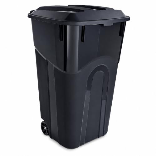 45 Gallon Wheeled Outdoor Trash Can with Locking Lid - size: 45 Gallon