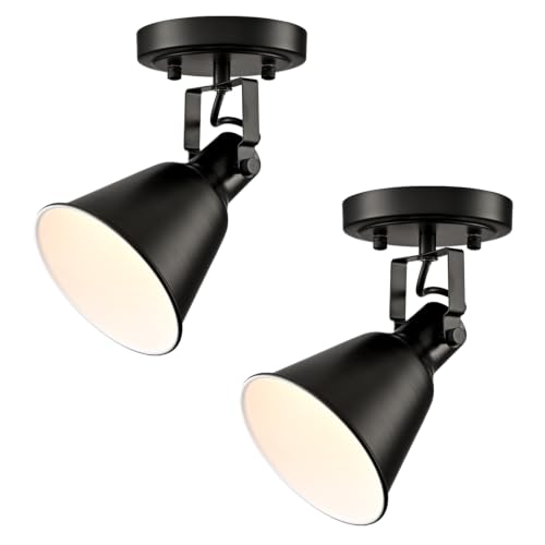 DIRYZON Flush Mount Ceiling Light Fixture Adjustable Track Light Set of 2 - color: Black, size: 2-light