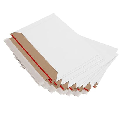300 Pack 6.5x9.8 Inch Rigid Photo Mailers, 250gsm Stay Flat Cardboard Mailers, Self Seal White Envelopes for Photos, Files, Pictures, Papers