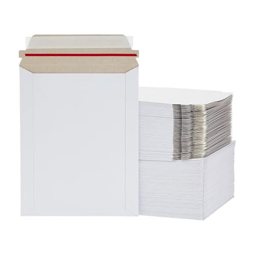 PSBM 100 PCS 12.75 x 15 Inch White Rigid Photo Mailers, Cardboard Shipping Envelopes, Mailers for Shipping Photos, CDs, Documents, Catalogue, Or Any Flat Object