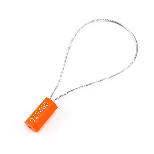20pcs Security Marking Cable Seals Tamper Proof Steel Wire Seal Numbered Shipping Seals Disposable Pull Tight Self-Locking Cable Seal Truck,Trailers, Cargo, Containers Seal Ties Straps (Orange, 20pcs) - color: Orange, size: 20pcs