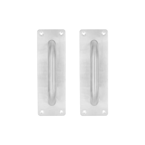 Pull and Push Plate Door Handle, Stainess Steel Door Handle Pull Plate,Silver Door Pull Plate with Handle for Barn Sliding Commercial Wooden Composite Fire Door,7.87 * 2.56''2 PCS - size: 200*65mm/7.87*2.56'' Silver