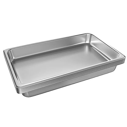 EGGKITPO Full Size Steam Table Pans 6-Pack 2.5 Inch Restaurant Stainless Steel Pan Commercial Catering Food Pan for Commercial Kitchen Supplies - size: 1/1 2.5" deep without lid
