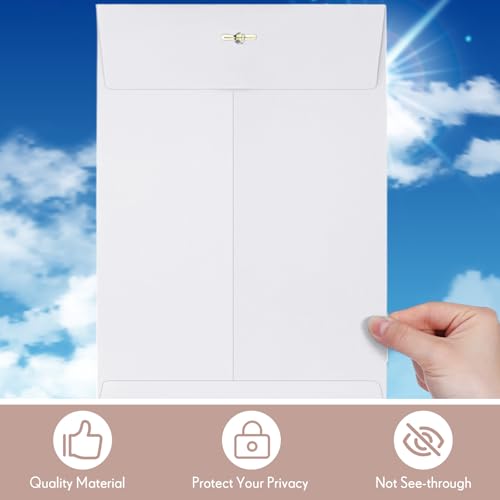 Teling 50 Pcs Manilla Clasp Envelopes Kraft Closure - color: White, size: 9*12