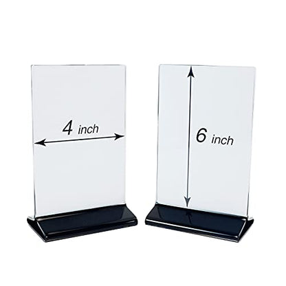BARsics 4x6 Sturdy Table Tent Menu Holder, Commercial 2-Sided Acrylic Sign Holder (12-Pack)