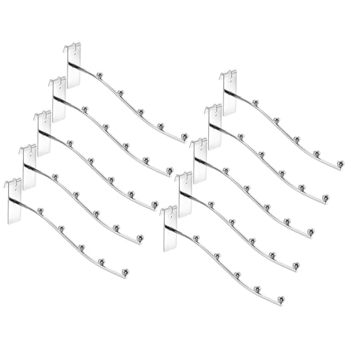 uxcell 10Pcs 8" Gridwall Waterfall Hooks, 5 Ball Metal Display Hangers, Wire Grid Wall Accessories for Home, Clothing Retail Shop, Silver