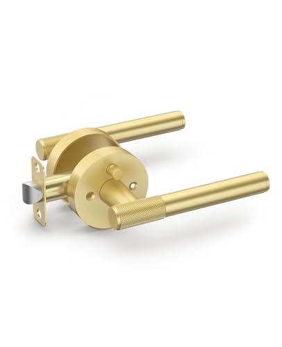 Asidrama 1 Pack Brushed Gold Privacy Interior Door Handles - color: Brushed Gold, size: Privacy, style: 1pack