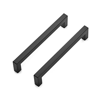 Ravinte Matte Black Cabinet Handles Square Pulls 6-1/4 Inch 10 Pack - size: 6-3/4 Inch (6-1/4 Inch Hole Center)