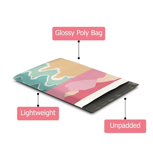 10x13 (100) Beach Sunset Designer Poly Mailers Waterproof Self Sealing Tear Resistant Polymailers Shipping Envelopes Premium Printed Bags For Small Businesses - color: Beach Sunset, size: 10x13 inches