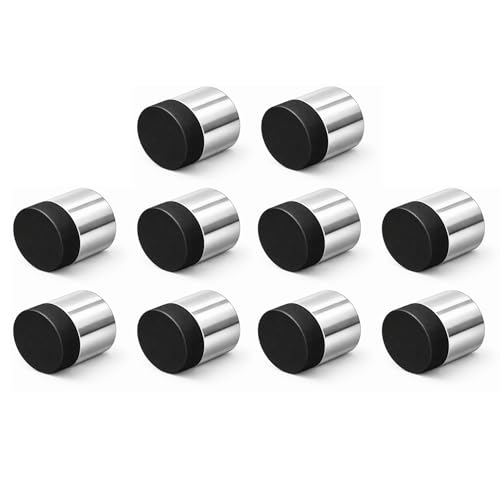 INOX Polished Stainless Steel Door Stoppers - Elegant Simple Style Door Stop with Durable Bright Finish, Heavy-Duty Wall Mounted Hardware, Scratch Protection, 1" Rise x 1-3/16" DSIX08-10X-32 10 Pack - color: Polished Stainless Steel, size: 10 Pack