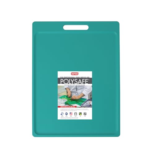 Dexas NSF Certified Polysafe Cutting Board with Handle, 11 x 14.5 Inches, Reversible Kitchen Cutting Board, Teal Green - color: Teal Green, size: 14.5"L x 11"W