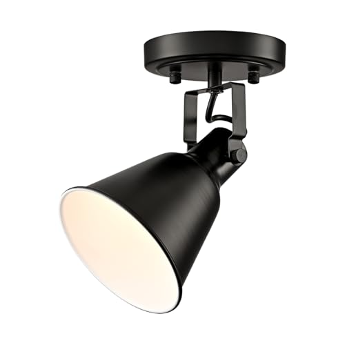 DIRYZON EUL 1-Light Adjustable Industrial Ceiling Spot Light with Adjustable Head, Matte Black Semi Flush Mount Fixture for Indoor Bedroom, Hallway, Kitchen Lighting - color: Black, size: 1-Light