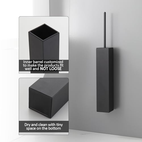 BGL Toilet Brush and Holder Set Matte Black Wall Mounted for Bathroom Square Design - color: Matte Black-wall Mount