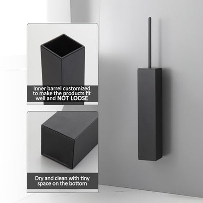 BGL Toilet Brush and Holder Set Matte Black Wall Mounted for Bathroom Square Design - color: Matte Black-wall Mount