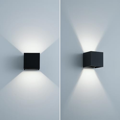 Led Wall Sconce Light, Modern Outdoor Lights for House, Led Wall Lights for Bedroom, 20W Adjustable Up&Down Lighting/Waterproof Matt Black Aluminium/ 6500K,1 Pack - color: 6500K 1 Pack