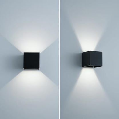 Led Wall Sconce Light, Modern Outdoor Lights for House, Led Wall Lights for Bedroom, 20W Adjustable Up&Down Lighting/Waterproof Matt Black Aluminium/ 6500K,1 Pack - color: 6500K 1 Pack