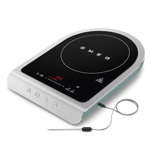 SMEG 1800W Portable Induction Cooker – Collezione Collection | Single-Burner Induction Hob with Probe, 9 Power Levels + Boost, Touch Controls — Travel/RV/Compact Kitchen-Jade - color: Jade