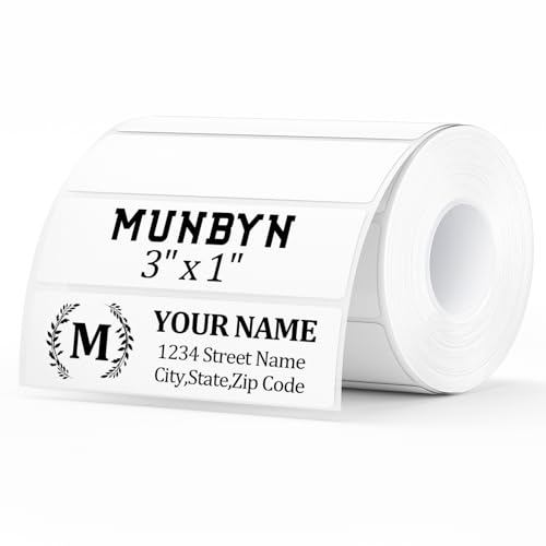 MUNBYN 3x1 Thermal Labels, 1000 Sheets/1 Roll, White - color: White, size: 3x1"