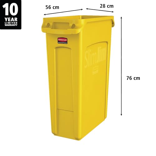 Rubbermaid Commercial Products Slim Jim Trash Can, Yellow, 23-Gallon - color: Yellow, size: 23 Gal
