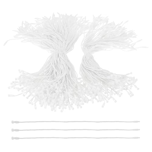 PATIKIL 300 Pcs Cotton Hang Tag String, 8 Inch White Snap Lock Pins Loop Fastener Price Tag Ties for Clothes Shoes Luggage - color: White, size: 8 Inch