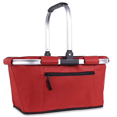 Picnic Basket, SIYUAN Shopping Basket with Handle 22L Collapsible Grocery Basket Portable Folding Bag for Marketing Picnic, Ruby Red - color: Ruby Red