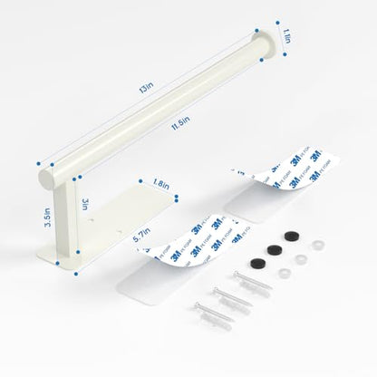 ASTOFLI Paper Towel Holder Under Cabinet No Drilling, Self Adhesive Paper Towel Holder Wall Mount for Kitchen Rack, Under Counter Napin Holder No Drill, RV, 304 Stainless Steel, White - color: White