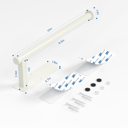 ASTOFLI Paper Towel Holder Under Cabinet No Drilling, Self Adhesive Paper Towel Holder Wall Mount for Kitchen Rack, Under Counter Napin Holder No Drill, RV, 304 Stainless Steel, White - color: White